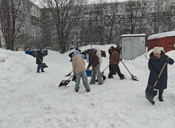 &laquo;Снежный десант&raquo; от учащихся школ трудится на публичных местах города: 