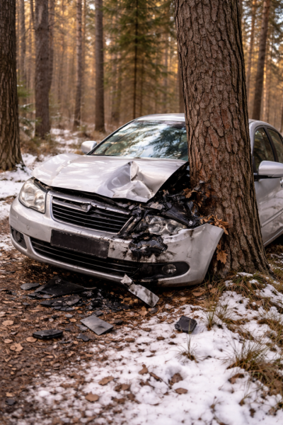 Около Челнов 85-летний шофер врезался в дерево Около Челнов 85-летний шофер врезался в дерево