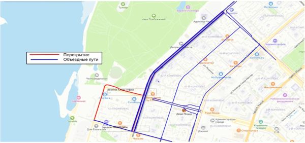 В Набережных Челнов ограничат движение 23 и 25 июля 